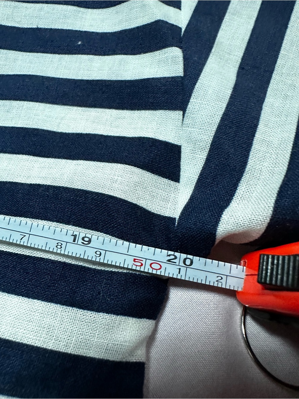 Zara Navy and White Striped Short Sleeve Button-Shoulder Top - Picture 4 of 10